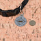Diamond Plate Round Pet ID Tag - Small - In Context
