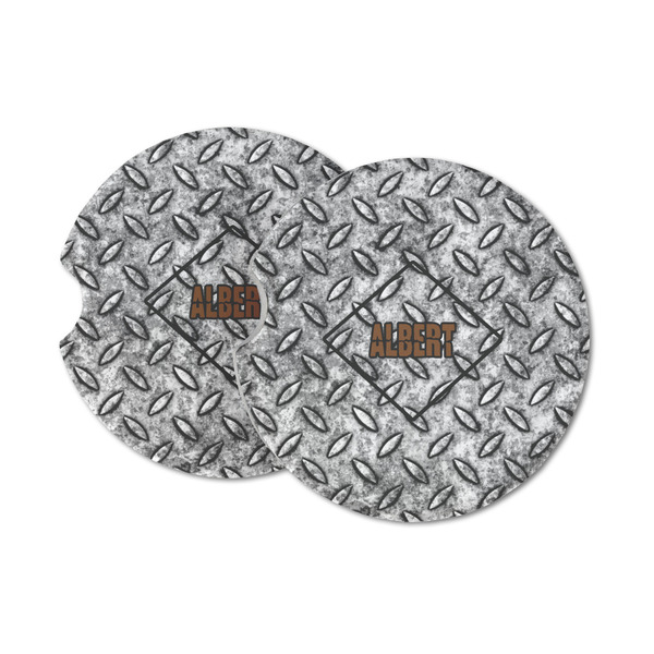 Custom Diamond Plate Sandstone Car Coasters (Personalized)