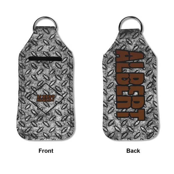 Diamond Plate Sanitizer Holder Keychain - Large APPROVAL (Flat)