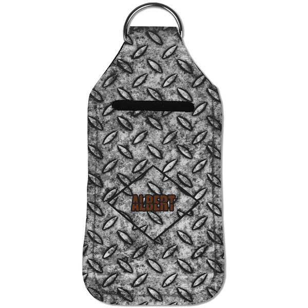 Diamond Plate Sanitizer Holder Keychain - Large (Front)