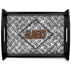 Diamond Plate Black Wooden Tray - Large (Personalized)