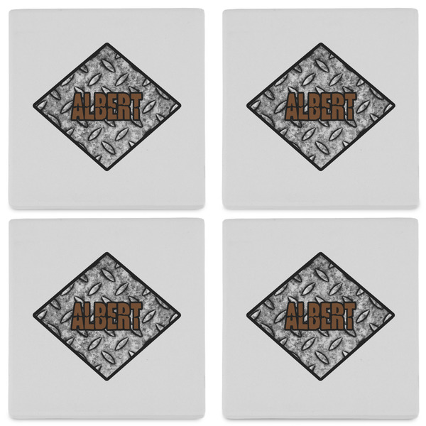 Diamond Plate Set of 4 Sandstone Coasters - See All 4 View