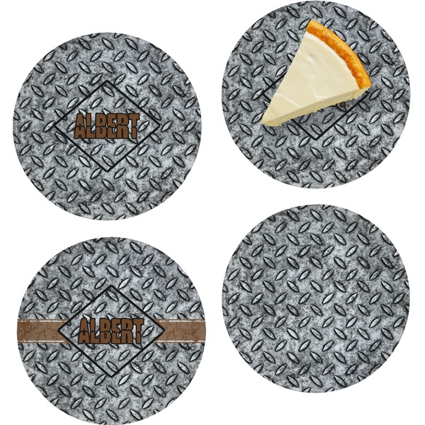 Custom Diamond Plate Set of 4 Glass Appetizer / Dessert Plate 8" (Personalized)