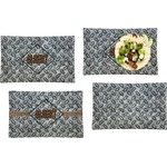 Diamond Plate Set of 4 Glass Rectangular Lunch / Dinner Plate (Personalized)