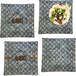 Diamond Plate Set of 4 Glass Square Lunch / Dinner Plate 9.5" (Personalized)