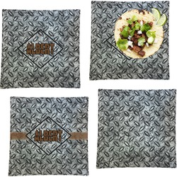 Diamond Plate Set of 4 Glass Square Lunch / Dinner Plate 9.5" (Personalized)