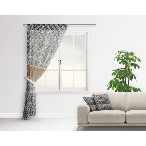 Diamond Plate Sheer Curtain With Window and Rod - in Room Matching Pillow