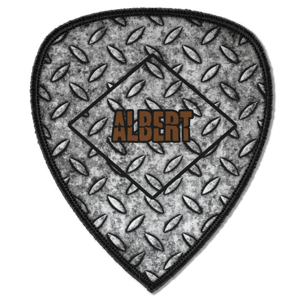 Custom Diamond Plate Iron on Shield Patch A w/ Name or Text