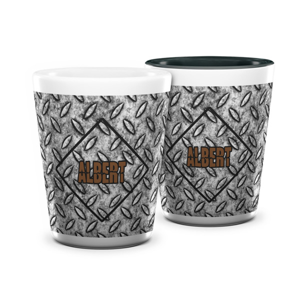 Custom Diamond Plate Ceramic Shot Glass - 1.5 oz (Personalized)