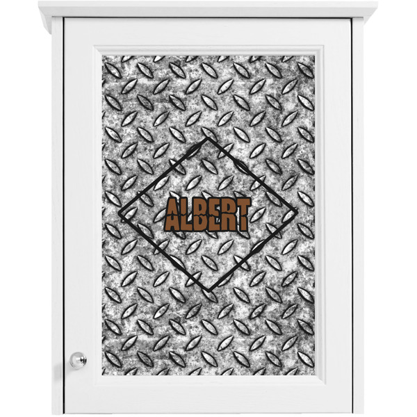 Diamond Plate Single White Cabinet Decal