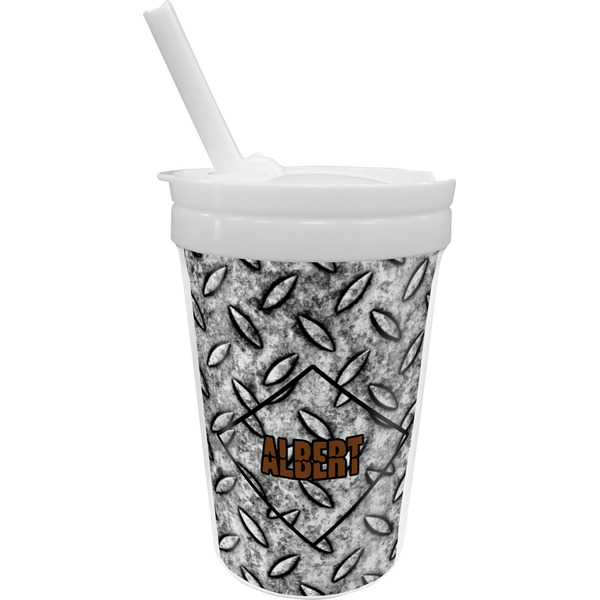 Custom Diamond Plate Sippy Cup with Straw (Personalized)