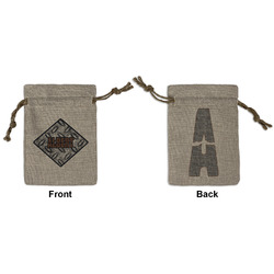 Diamond Plate Small Burlap Gift Bag - Front & Back (Personalized)
