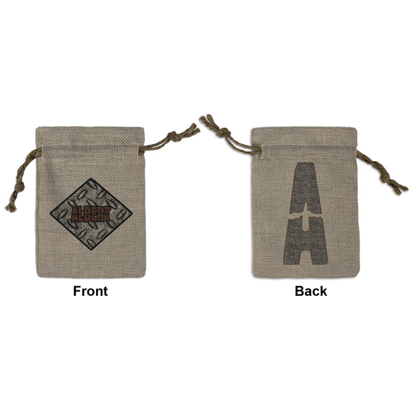 Custom Diamond Plate Small Burlap Gift Bag - Front & Back (Personalized)