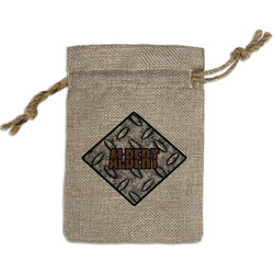 Diamond Plate Small Burlap Gift Bag - Front (Personalized)