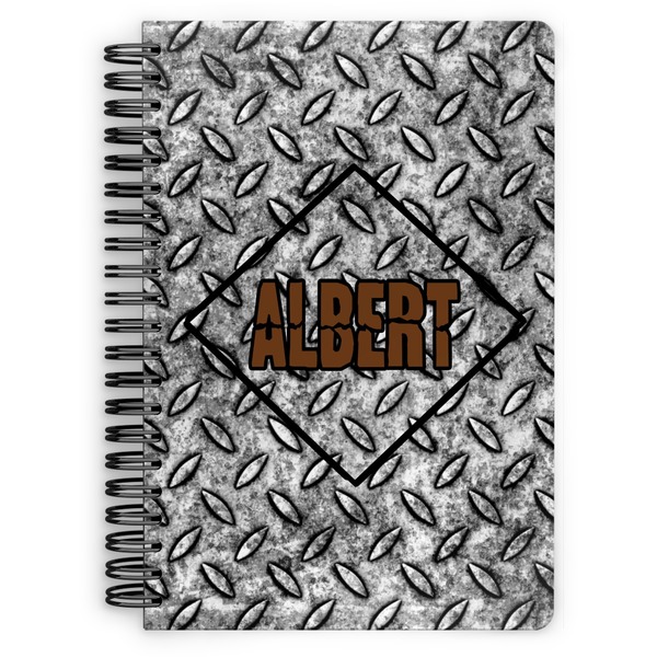 Custom Diamond Plate Spiral Notebook - 7x10 w/ Name or Text