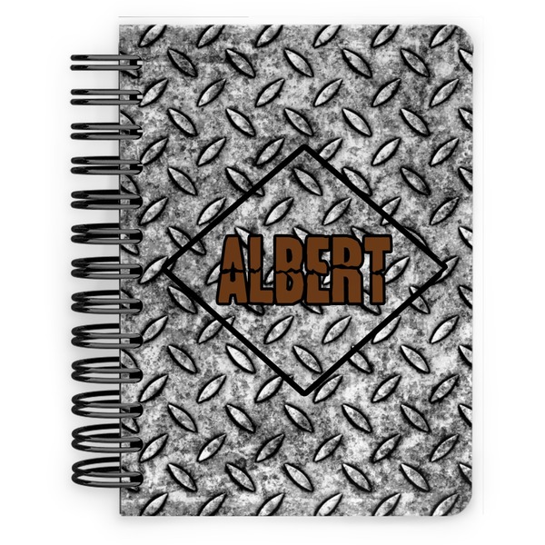 Custom Diamond Plate Spiral Notebook - 5x7 w/ Name or Text