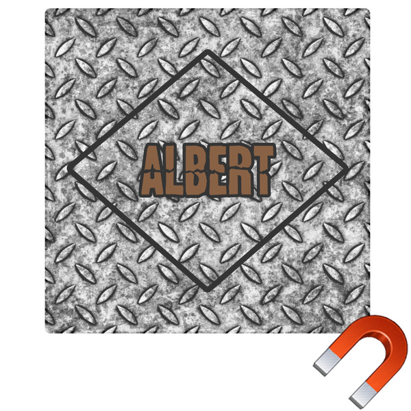 Custom Diamond Plate Square Car Magnet - 10" (Personalized)