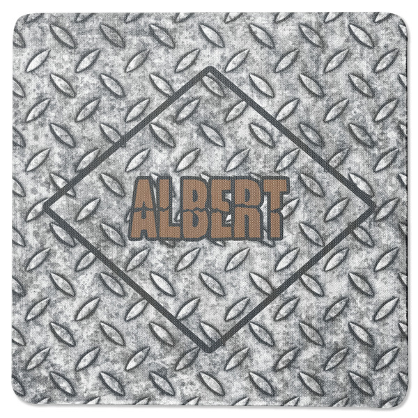 Custom Diamond Plate Square Rubber Backed Coaster (Personalized)