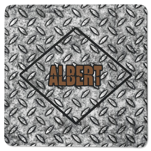 Custom Diamond Plate Square Rubber Backed Coaster (Personalized)