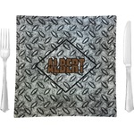 Diamond Plate Glass Square Lunch / Dinner Plate 9.5" (Personalized)