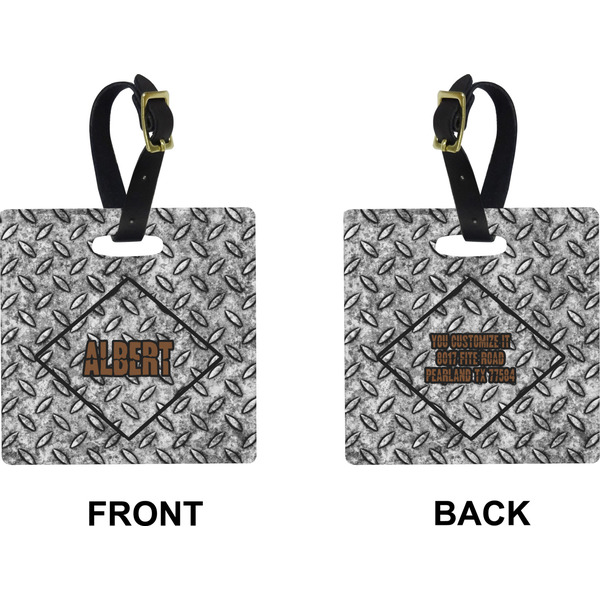 Diamond Plate Square Luggage Tag (Front + Back)