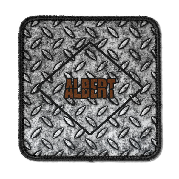 Custom Diamond Plate Iron On Square Patch w/ Name or Text