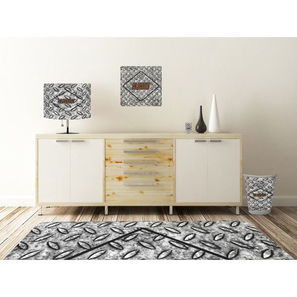 Diamond Plate Square Wall Decal Wooden Desk