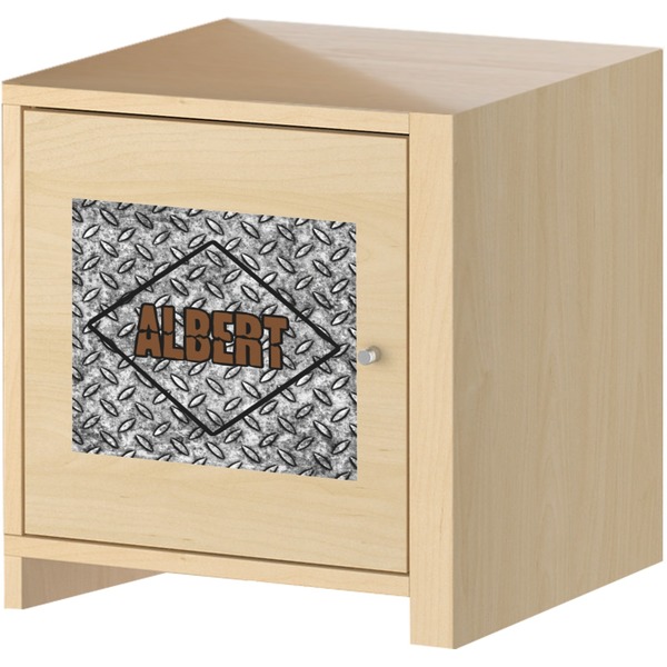 Diamond Plate Square Wall Decal on Wooden Cabinet