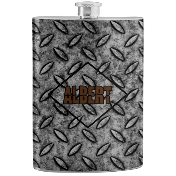 Custom Diamond Plate Stainless Steel Flask (Personalized)