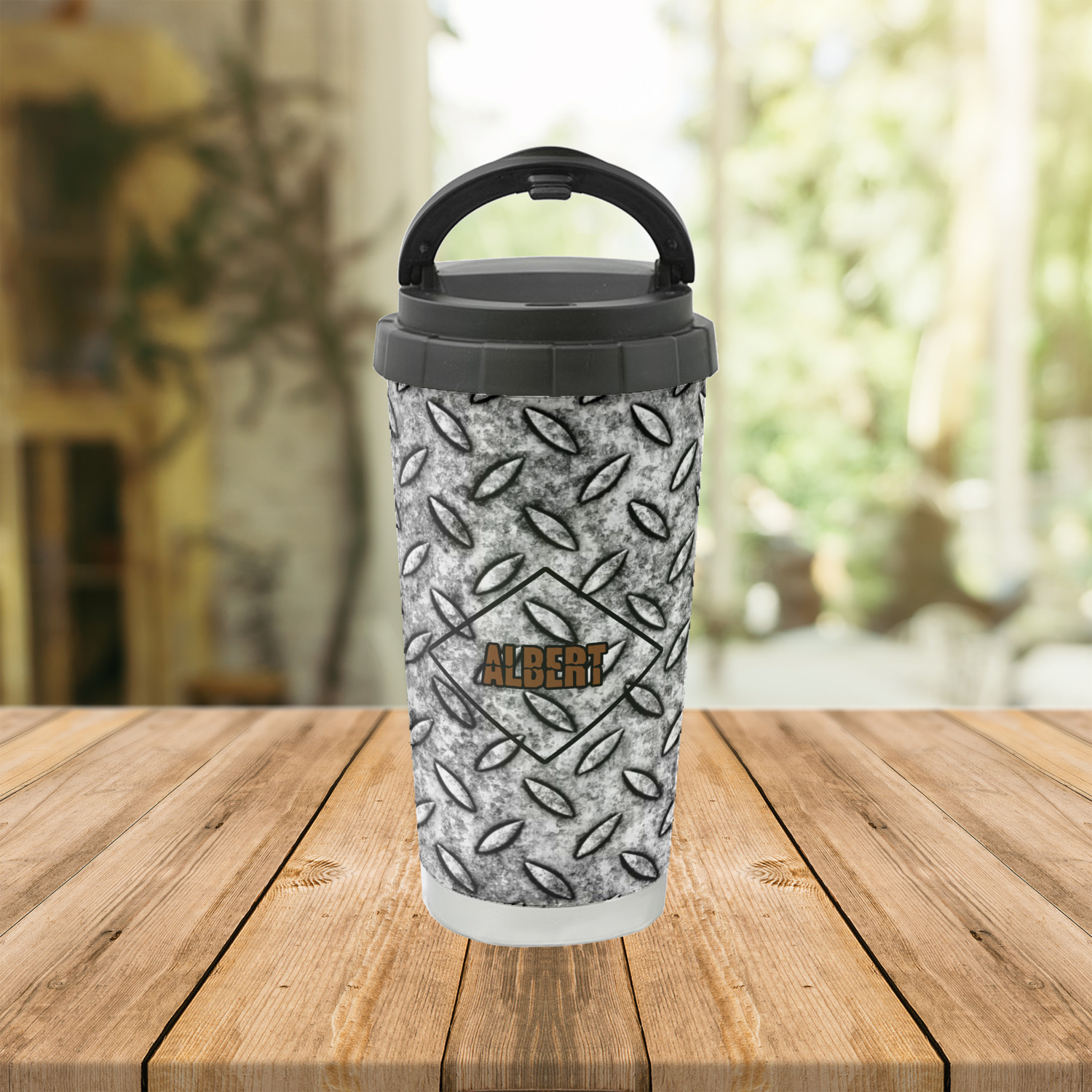 Diamond Plate Stainless Steel Coffee Tumbler (Personalized)
