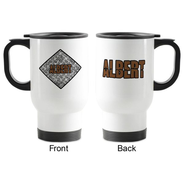 Diamond Plate Stainless Steel Travel Mug with Handle - Apvl