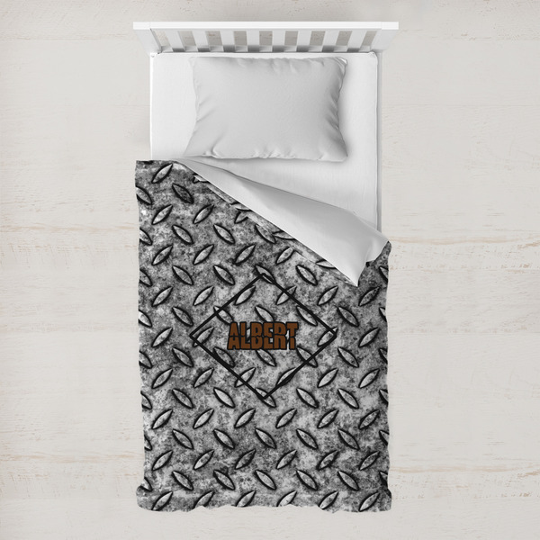 Custom Diamond Plate Toddler Duvet Cover w/ Name or Text