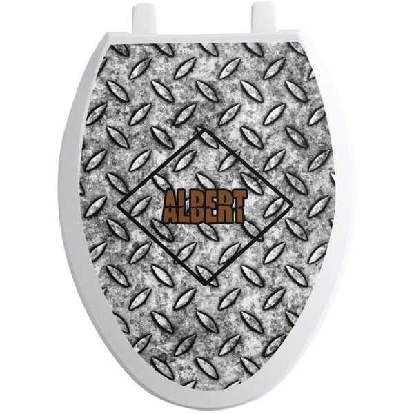 Custom Diamond Plate Toilet Seat Decal - Elongated (Personalized)