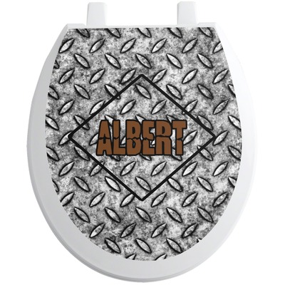 Diamond Plate Toilet Seat Decal - Round (Personalized)
