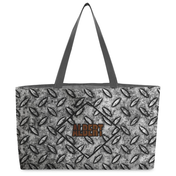 Custom Diamond Plate Beach Totes Bag - w/ Black Handles (Personalized)