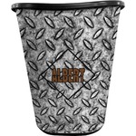 Diamond Plate Waste Basket - Single Sided (Black) (Personalized)