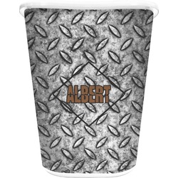 Diamond Plate Waste Basket - Single Sided (White) (Personalized)