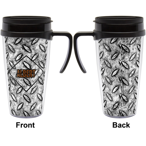 Diamond Plate Travel Mug with Black Handle - Approval