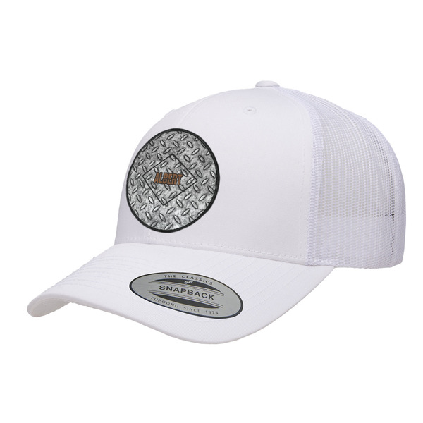 Custom Diamond Plate Trucker Hat - White (Personalized)