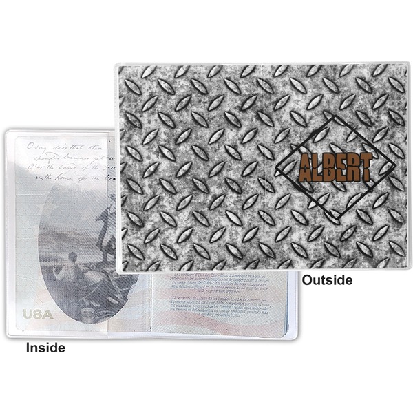 Diamond Plate Vinyl Passport Holder - Flat Front and Back