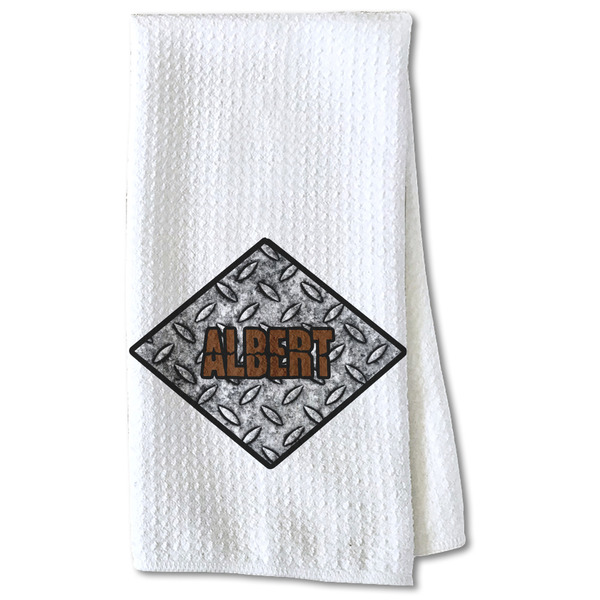 Custom Diamond Plate Kitchen Towel - Waffle Weave - Partial Print (Personalized)