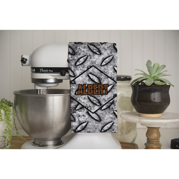 Diamond Plate Waffle Weave Towel - Full Color Print - Lifestyle Image