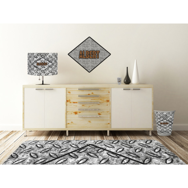 Diamond Plate Wall Graphic Decal Wooden Desk
