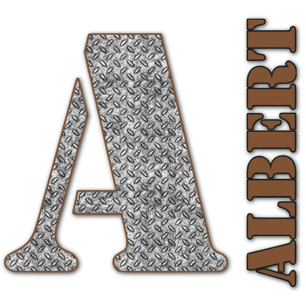 Custom Diamond Plate Name & Initial Decal - Up to 12"x12" (Personalized)