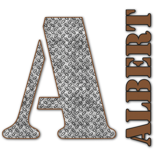 Custom Diamond Plate Name & Initial Decal - Custom Sized (Personalized)