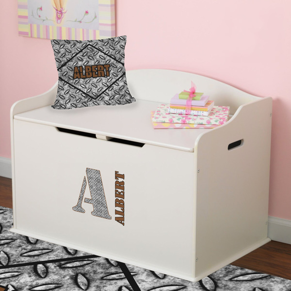 Diamond Plate Wall Name & Initial Small on Toy Chest