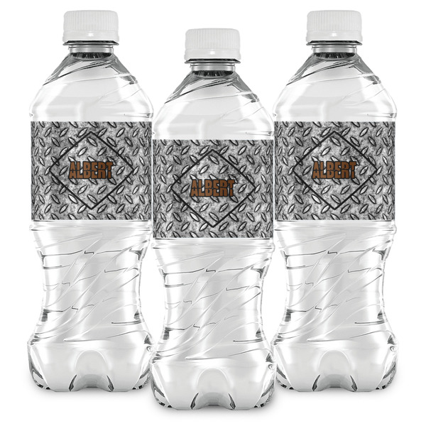 Diamond Plate Water Bottle Labels - Front View