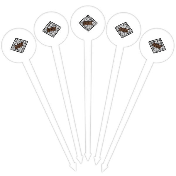 Diamond Plate White Plastic 4" Food Pick - Round - Fan View