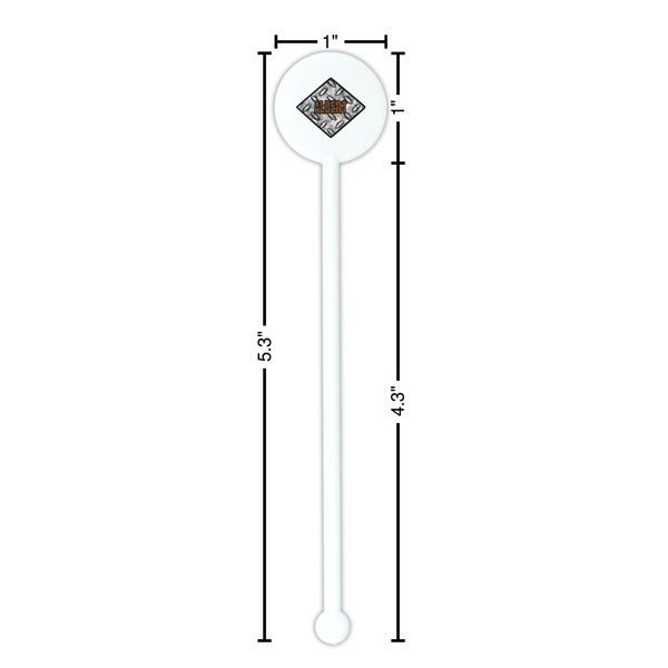 Diamond Plate White Plastic 5.5" Stir Stick - Round - Dimensions