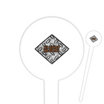 Diamond Plate 6" Round Plastic Food Picks - White - Single Sided (Personalized)